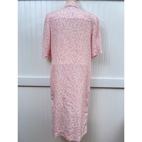 Vintage Coquette Leaf Print Long Sleeve Button Shirt Dress Balletcore Women's 8 - Picture 3 of 12